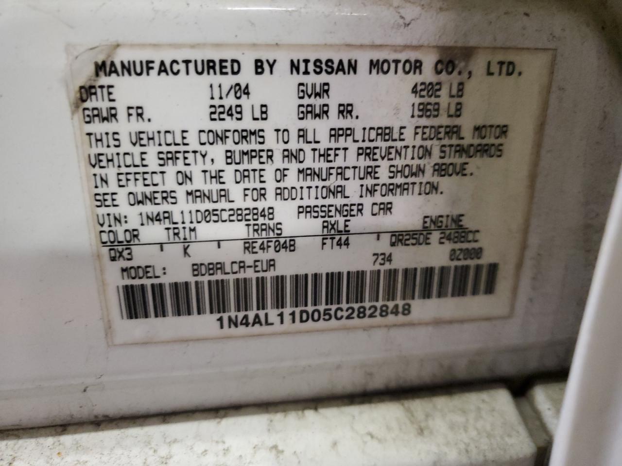 Photo 11 VIN: 1N4AL11D05C282848 - NISSAN ALTIMA 