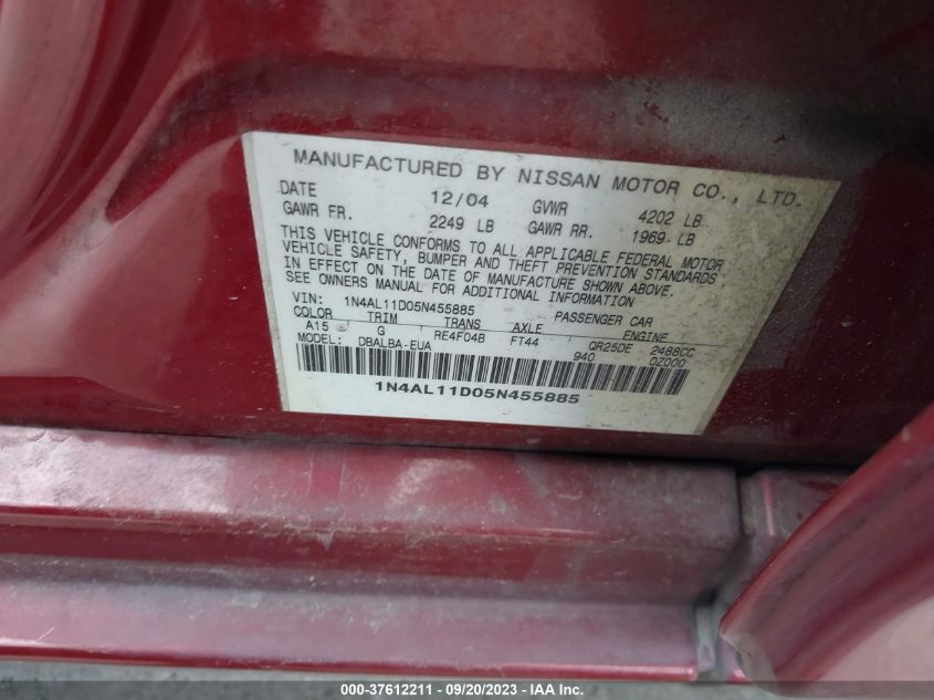 Photo 8 VIN: 1N4AL11D05N455885 - NISSAN ALTIMA 