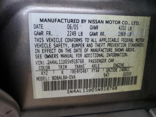 Photo 11 VIN: 1N4AL11D05N918768 - NISSAN ALTIMA S 