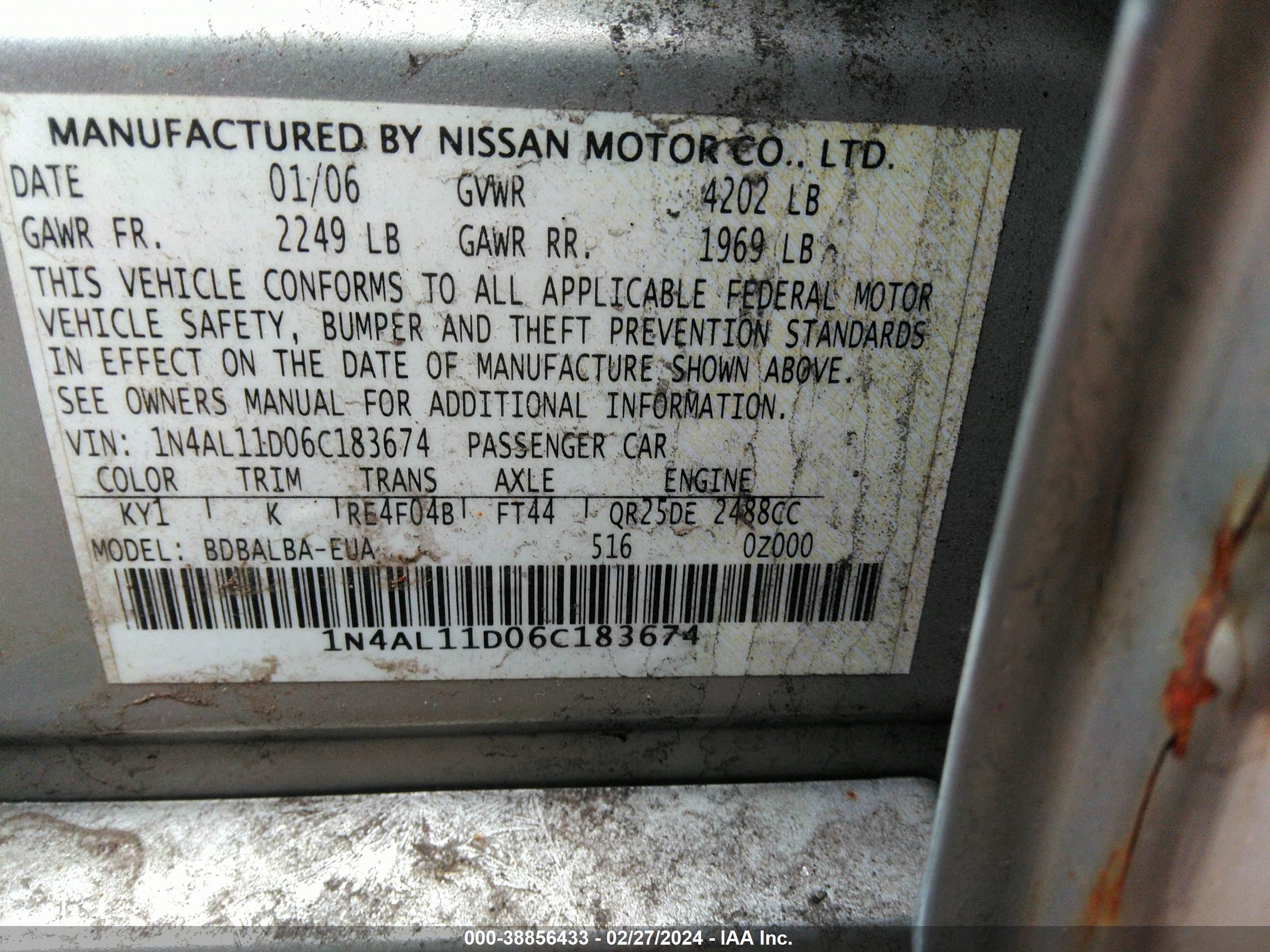 Photo 8 VIN: 1N4AL11D06C183674 - NISSAN ALTIMA 