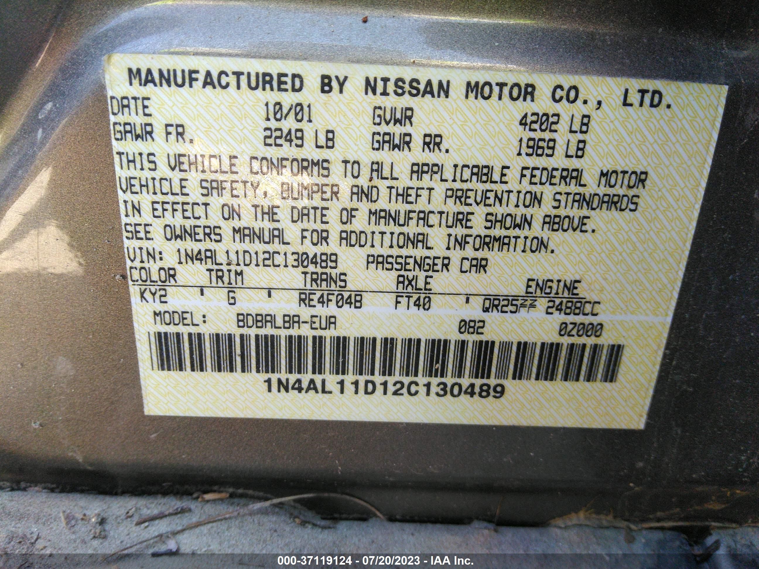 Photo 8 VIN: 1N4AL11D12C130489 - NISSAN ALTIMA 