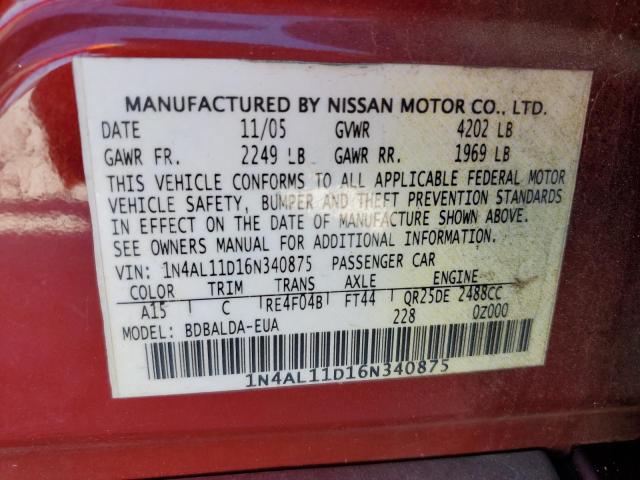 Photo 12 VIN: 1N4AL11D16N340875 - NISSAN ALTIMA 