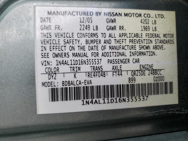 Photo 11 VIN: 1N4AL11D16N355537 - NISSAN ALTIMA 