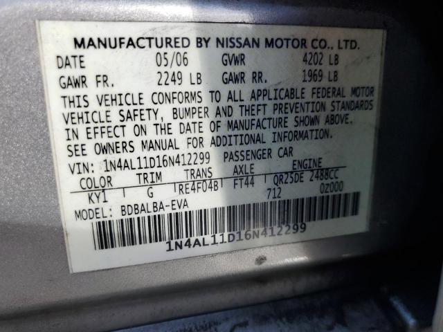 Photo 12 VIN: 1N4AL11D16N412299 - NISSAN ALTIMA S 