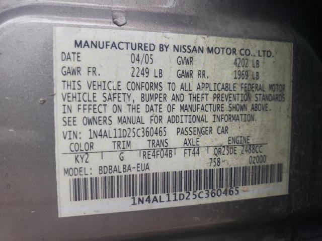 Photo 11 VIN: 1N4AL11D25C360465 - NISSAN ALTIMA S 