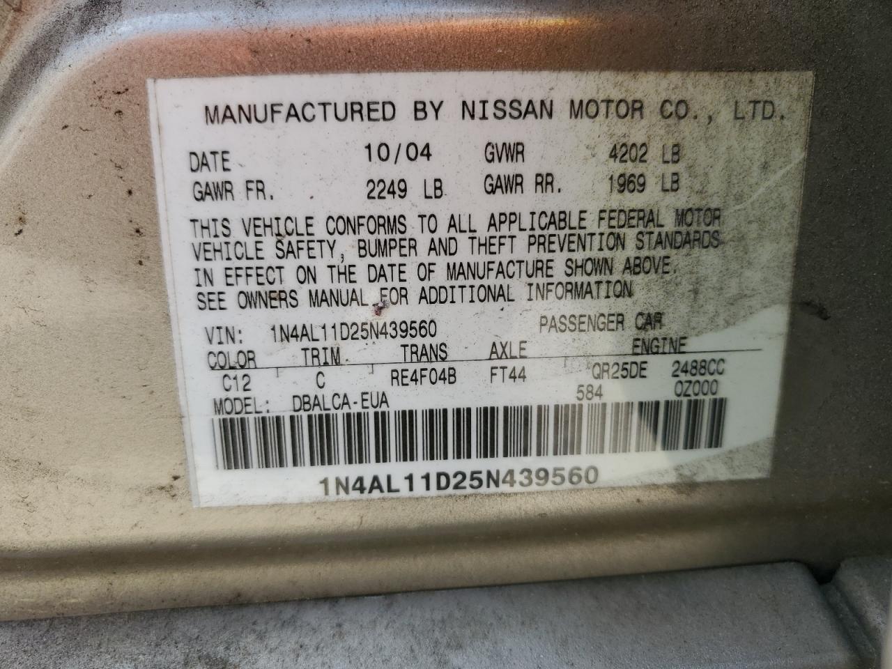 Photo 11 VIN: 1N4AL11D25N439560 - NISSAN ALTIMA 