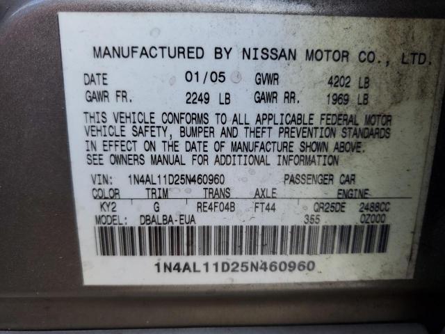 Photo 12 VIN: 1N4AL11D25N460960 - NISSAN ALTIMA S 