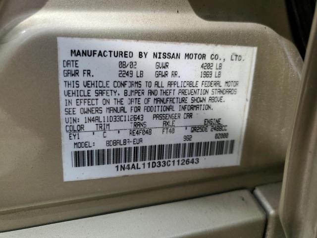 Photo 11 VIN: 1N4AL11D33C112643 - NISSAN ALTIMA BAS 