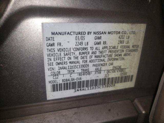 Photo 9 VIN: 1N4AL11D35C339009 - NISSAN ALTIMA S 