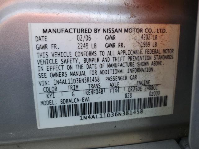 Photo 12 VIN: 1N4AL11D36N381458 - NISSAN ALTIMA S 