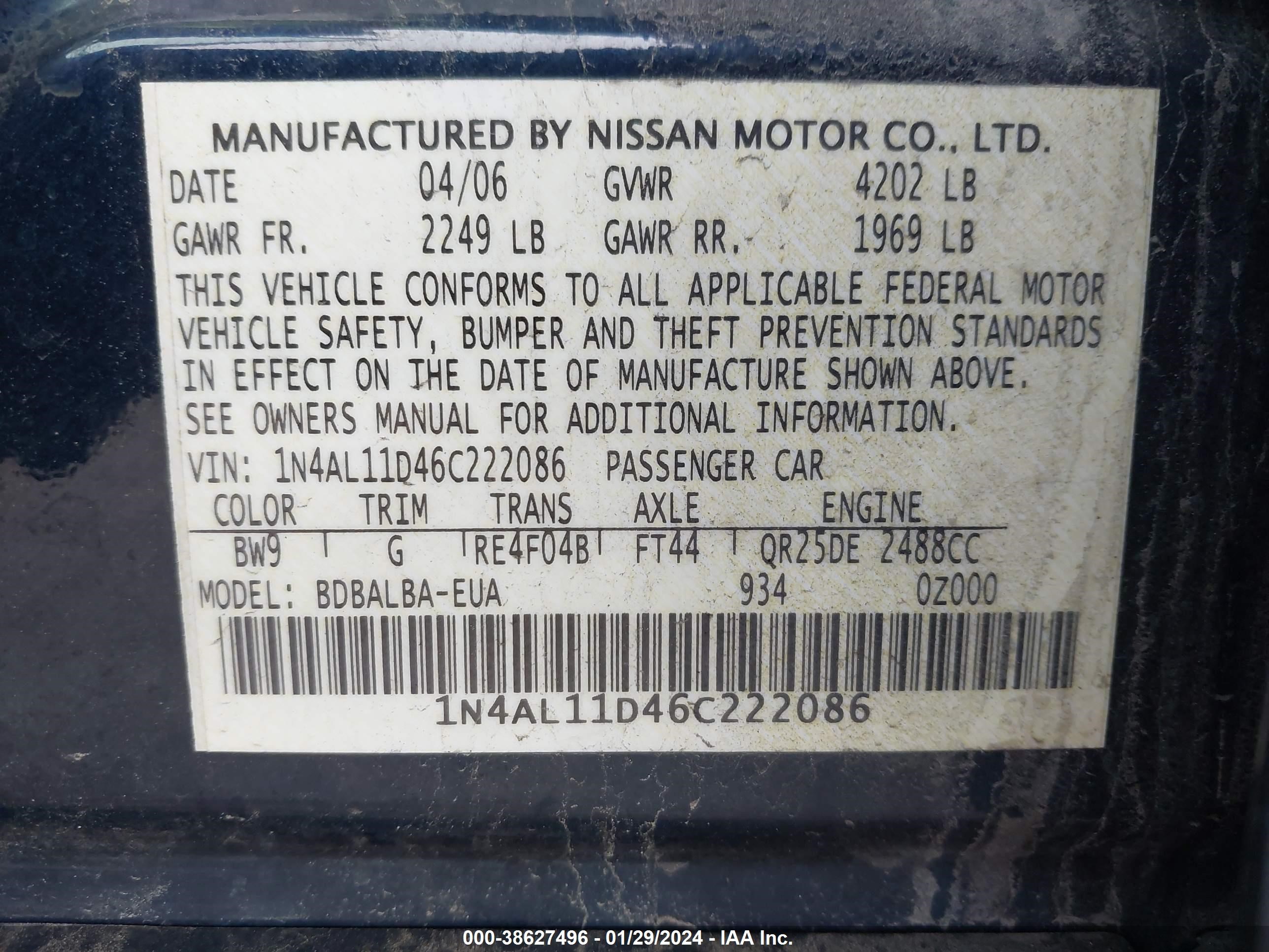 Photo 8 VIN: 1N4AL11D46C222086 - NISSAN ALTIMA 