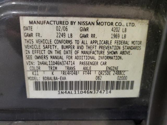 Photo 11 VIN: 1N4AL11D46N374714 - NISSAN ALTIMA S 