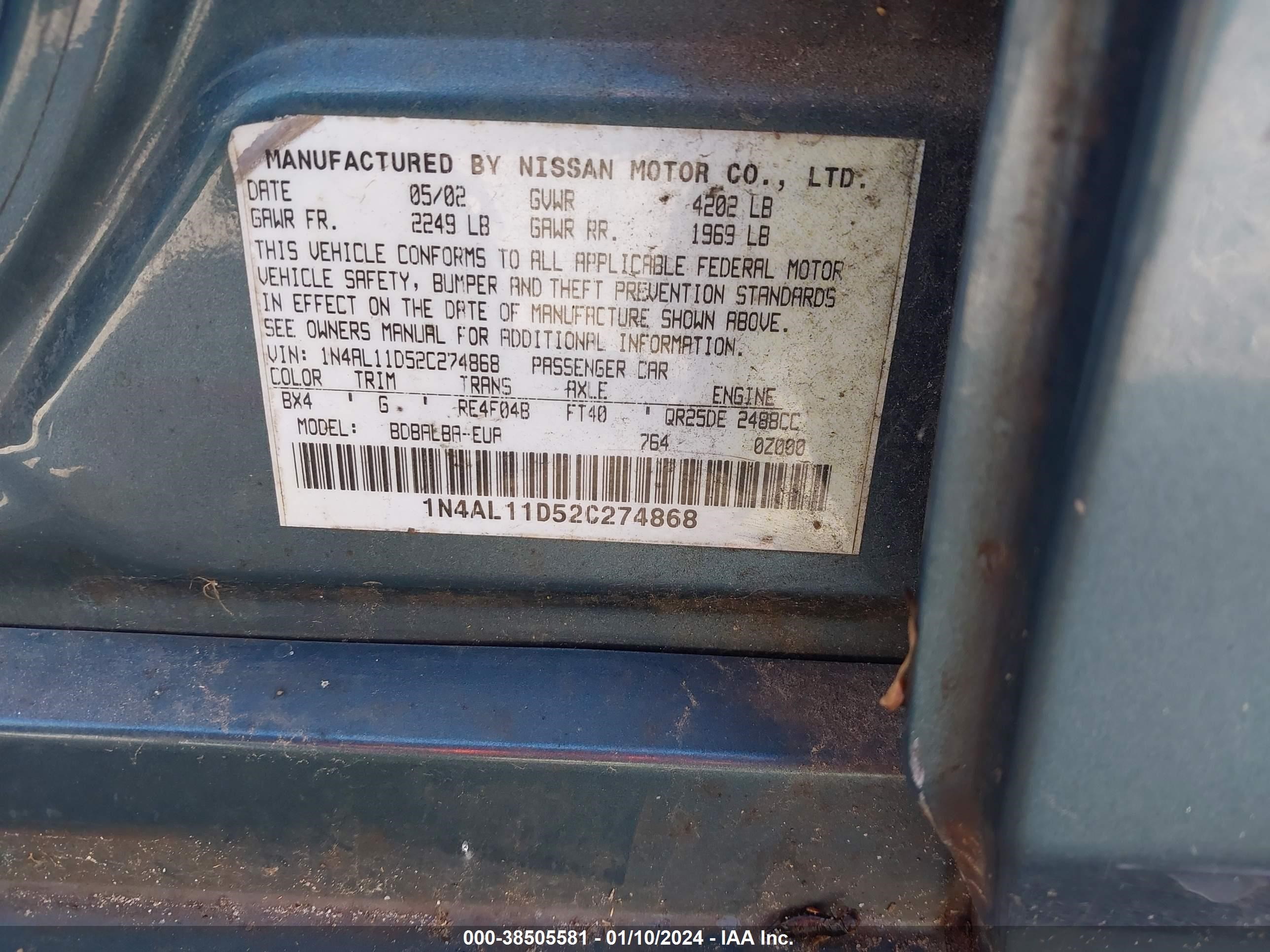 Photo 8 VIN: 1N4AL11D52C274868 - NISSAN ALTIMA 