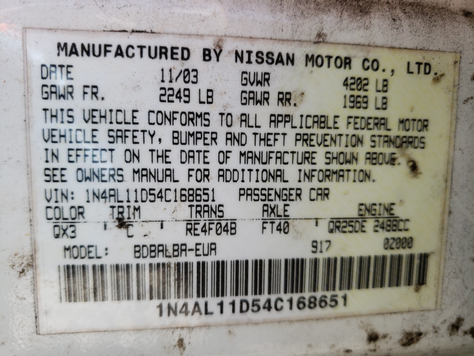 Photo 9 VIN: 1N4AL11D54C168651 - NISSAN ALTIMA BAS 