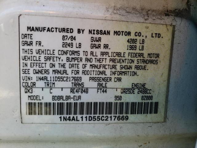 Photo 11 VIN: 1N4AL11D55C217669 - NISSAN ALTIMA S 