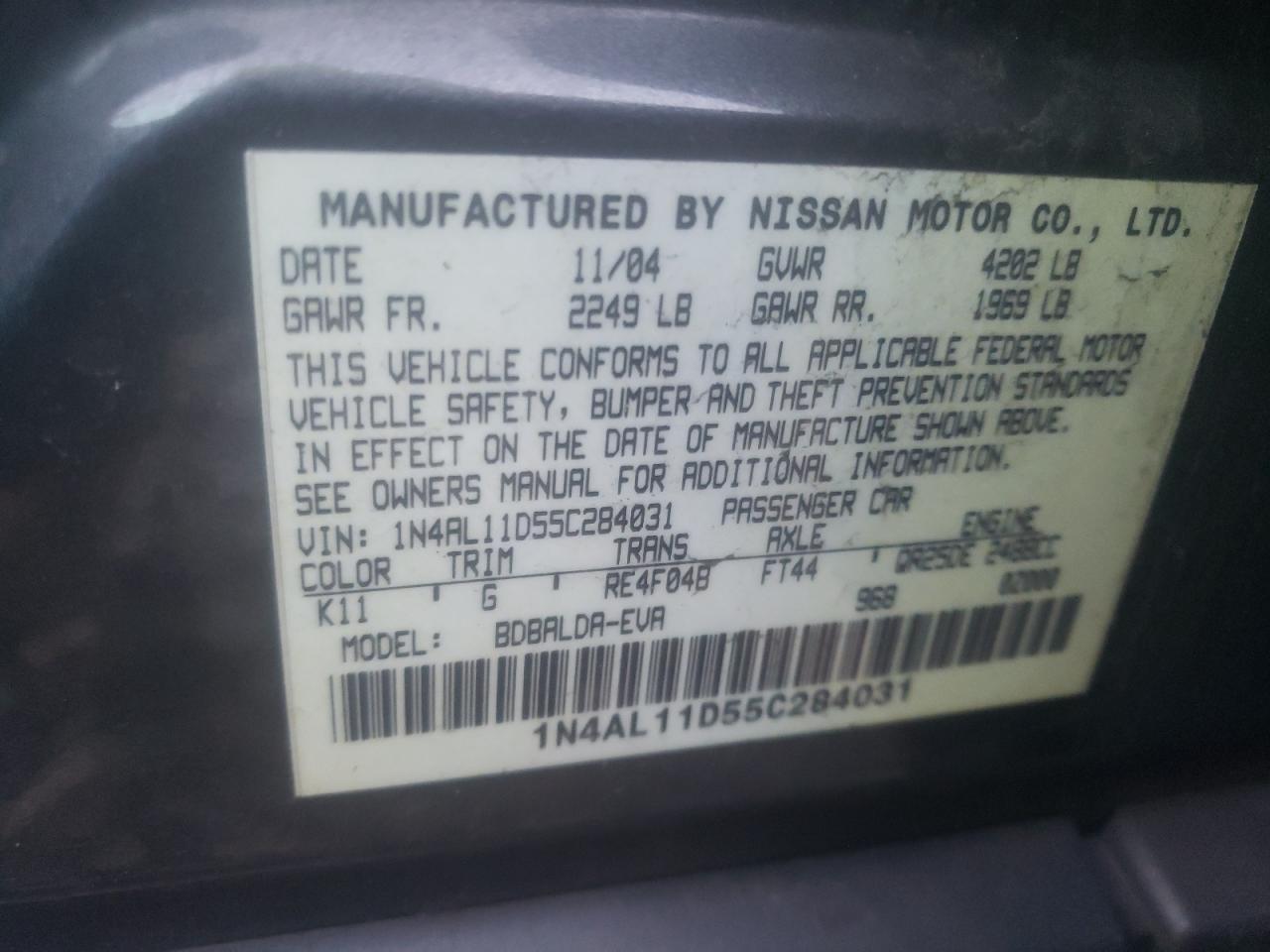 Photo 12 VIN: 1N4AL11D55C284031 - NISSAN ALTIMA 