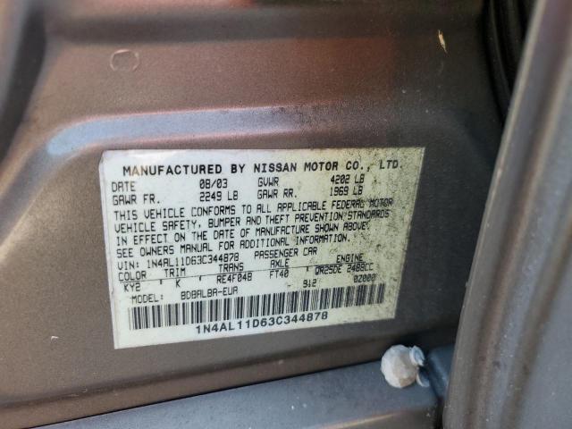 Photo 12 VIN: 1N4AL11D63C344878 - NISSAN ALTIMA BAS 