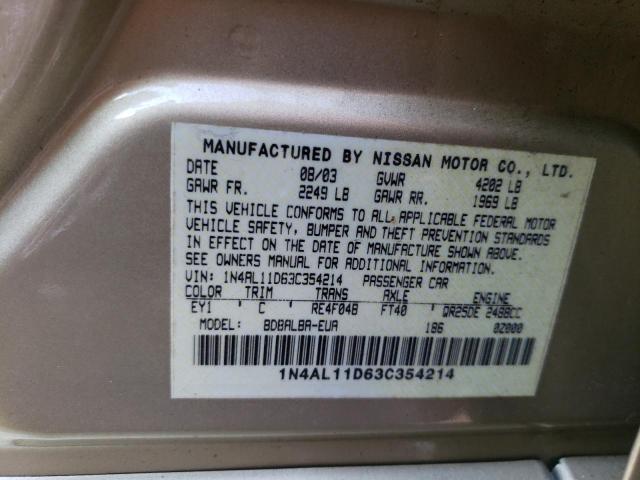 Photo 11 VIN: 1N4AL11D63C354214 - NISSAN ALTIMA BAS 