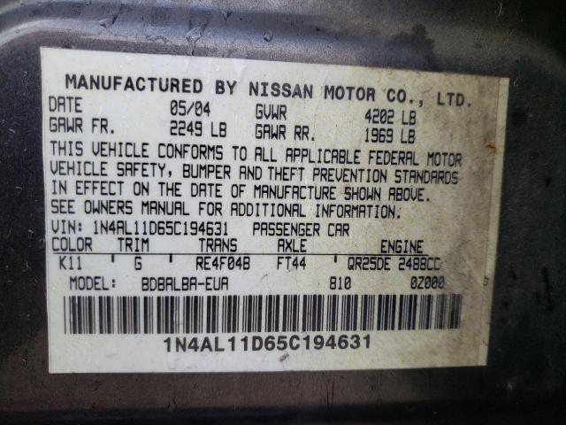 Photo 12 VIN: 1N4AL11D65C194631 - NISSAN ALTIMA 