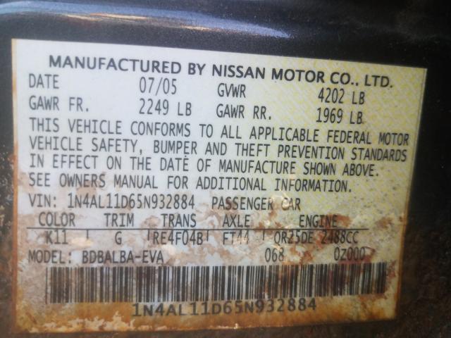 Photo 9 VIN: 1N4AL11D65N932884 - NISSAN ALTIMA 