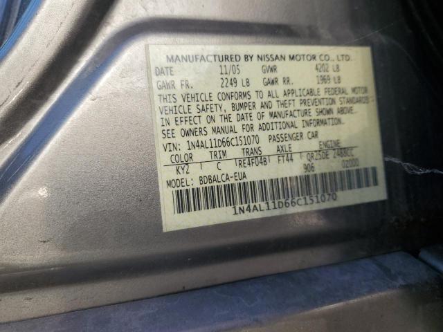 Photo 11 VIN: 1N4AL11D66C151070 - NISSAN ALTIMA S 