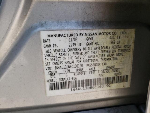 Photo 11 VIN: 1N4AL11D66C160190 - NISSAN ALTIMA S 