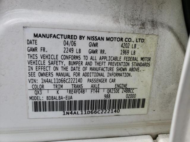 Photo 11 VIN: 1N4AL11D66C222140 - NISSAN ALTIMA S 