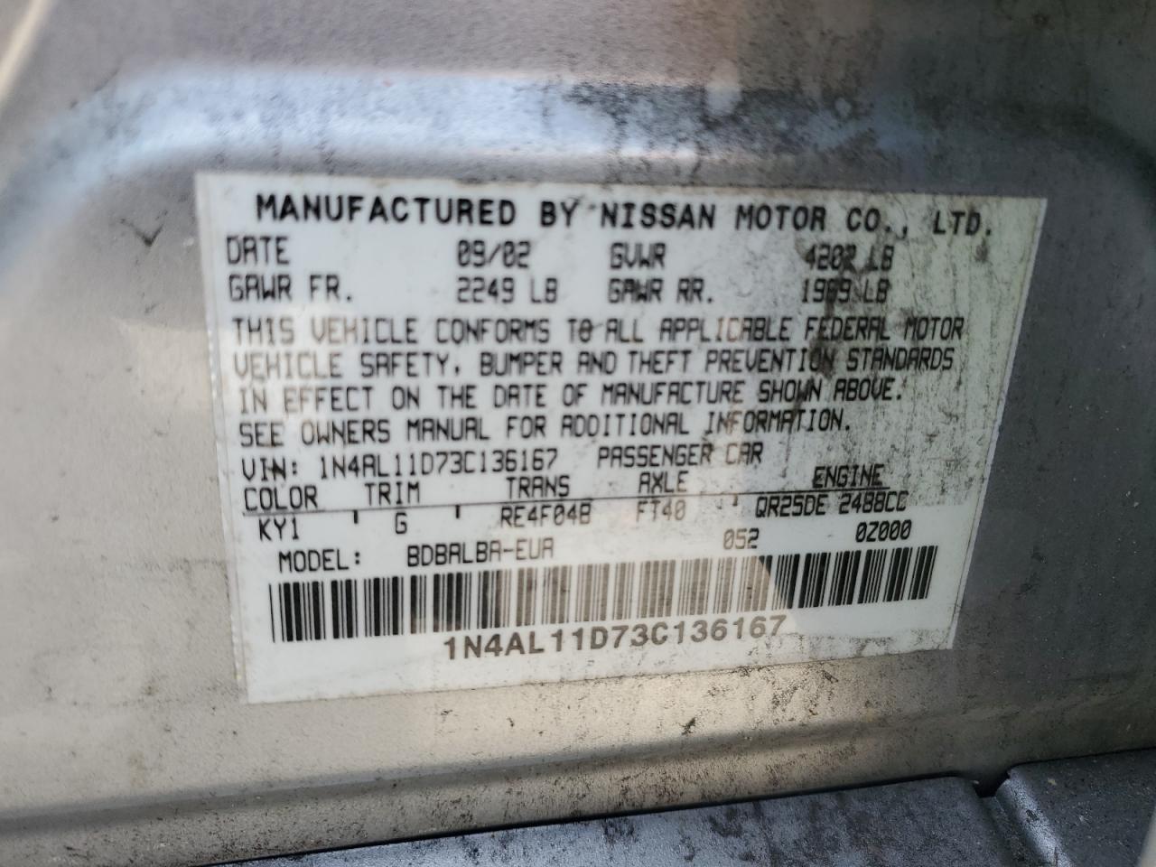 Photo 11 VIN: 1N4AL11D73C136167 - NISSAN ALTIMA 