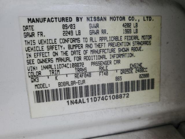 Photo 12 VIN: 1N4AL11D74C108872 - NISSAN ALTIMA BAS 