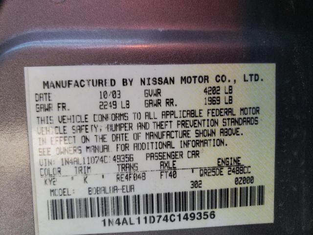 Photo 11 VIN: 1N4AL11D74C149356 - NISSAN ALTIMA 