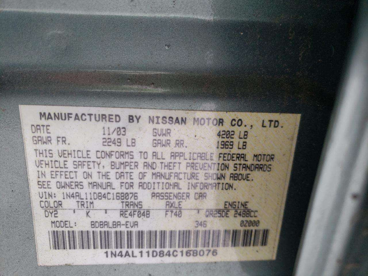 Photo 11 VIN: 1N4AL11D84C168076 - NISSAN ALTIMA 