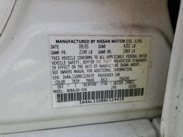 Photo 11 VIN: 1N4AL11D86C124419 - NISSAN ALTIMA S 