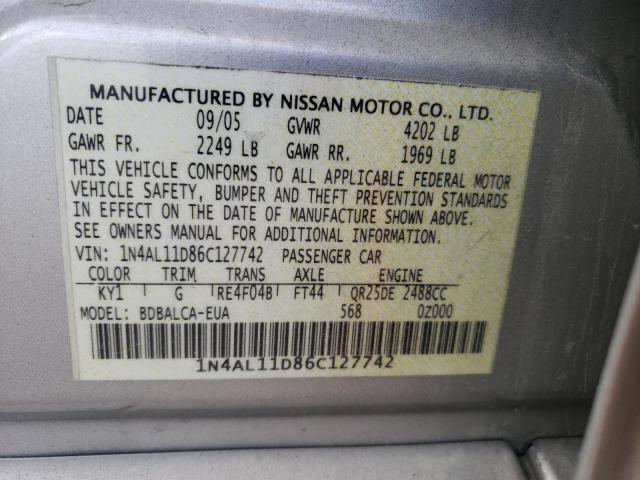 Photo 11 VIN: 1N4AL11D86C127742 - NISSAN ALTIMA 