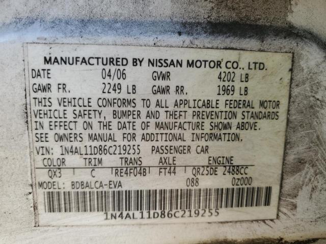 Photo 11 VIN: 1N4AL11D86C219255 - NISSAN ALTIMA S 