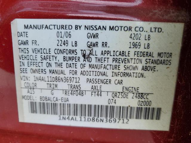 Photo 12 VIN: 1N4AL11D86N369712 - NISSAN ALTIMA 