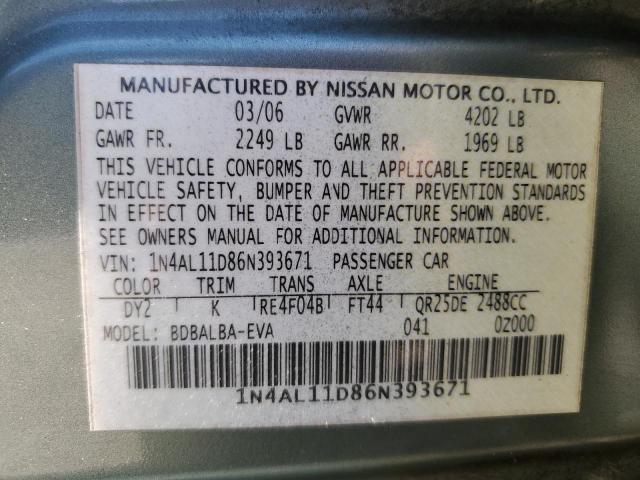 Photo 11 VIN: 1N4AL11D86N393671 - NISSAN ALTIMA S 