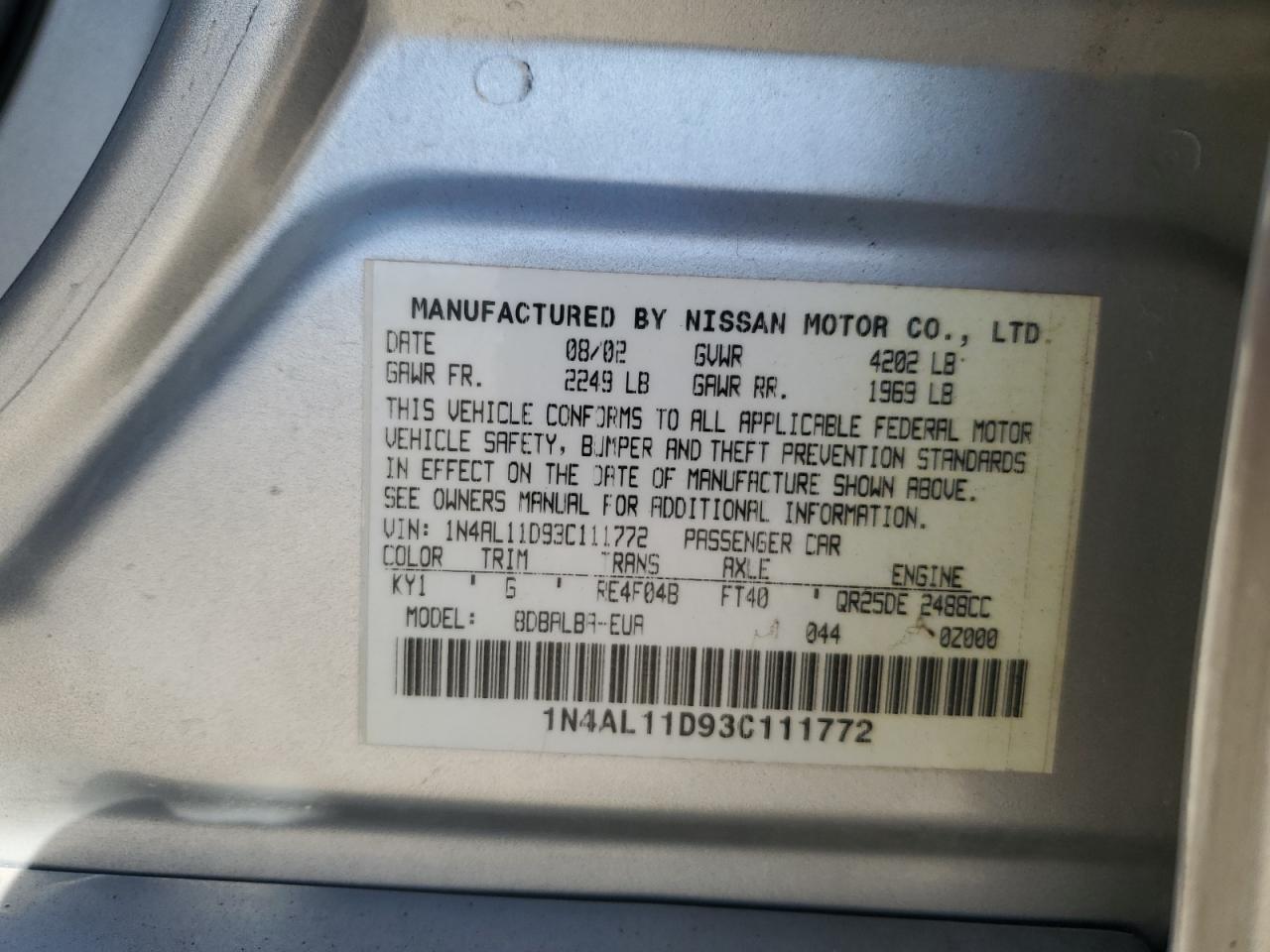 Photo 11 VIN: 1N4AL11D93C111772 - NISSAN ALTIMA 