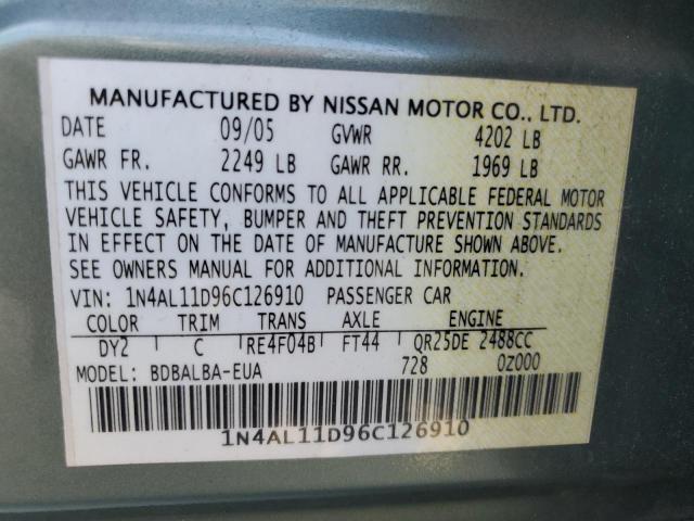 Photo 11 VIN: 1N4AL11D96C126910 - NISSAN ALTIMA S 