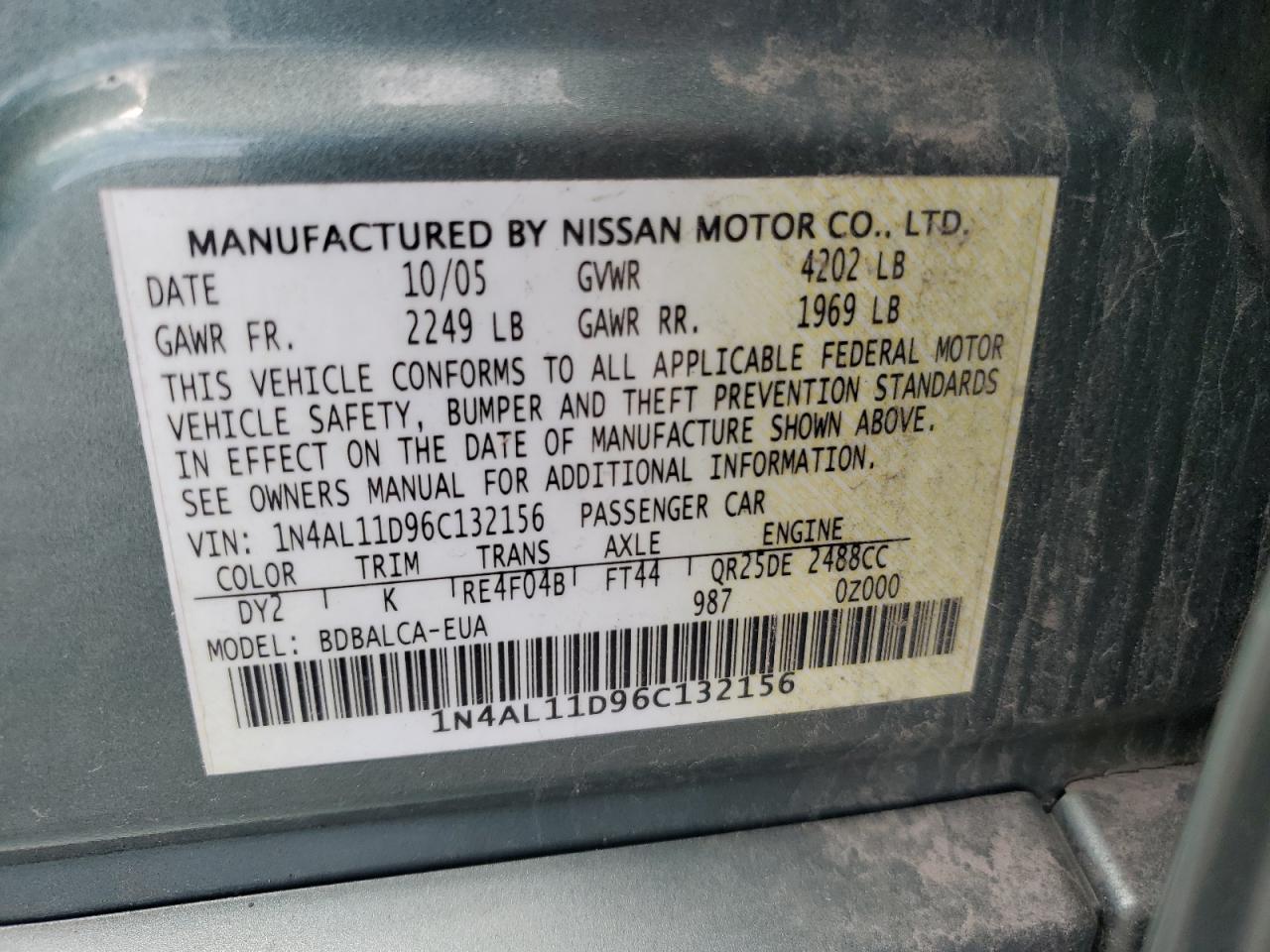 Photo 11 VIN: 1N4AL11D96C132156 - NISSAN ALTIMA 