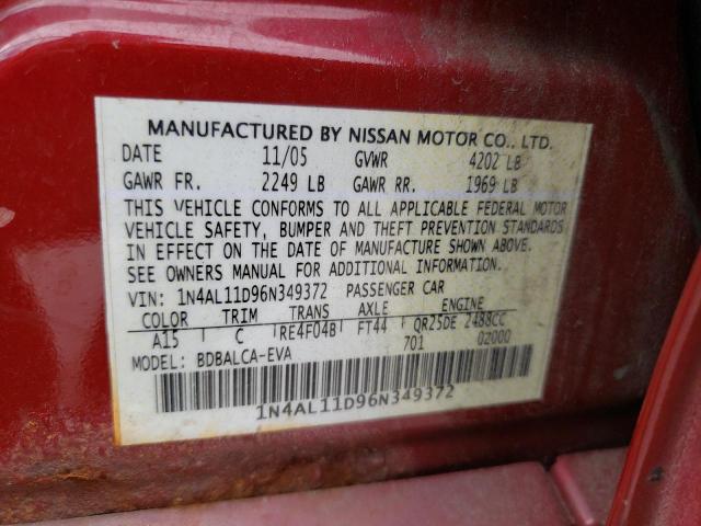 Photo 12 VIN: 1N4AL11D96N349372 - NISSAN ALTIMA S 