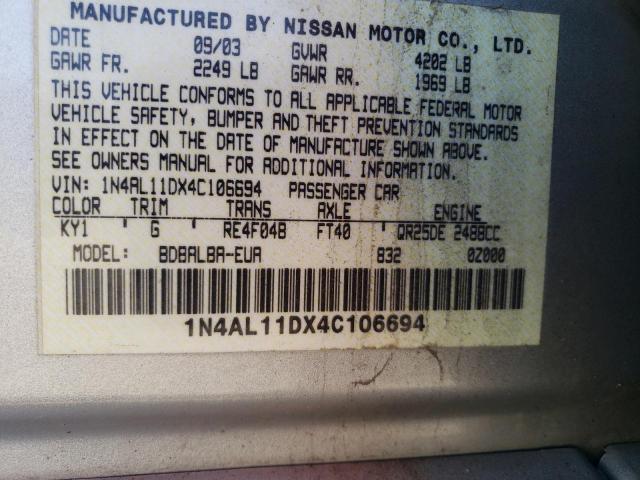 Photo 11 VIN: 1N4AL11DX4C106694 - NISSAN ALTIMA 