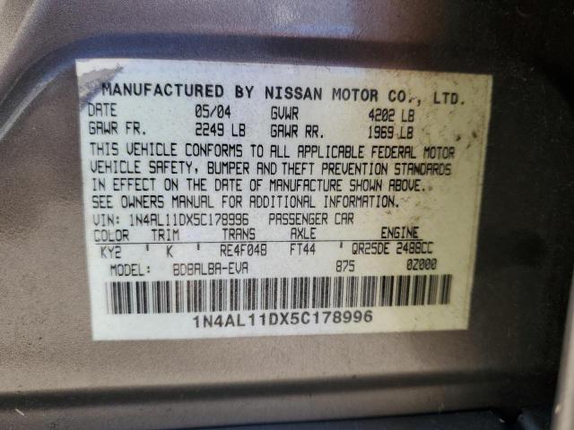 Photo 11 VIN: 1N4AL11DX5C178996 - NISSAN ALTIMA S 