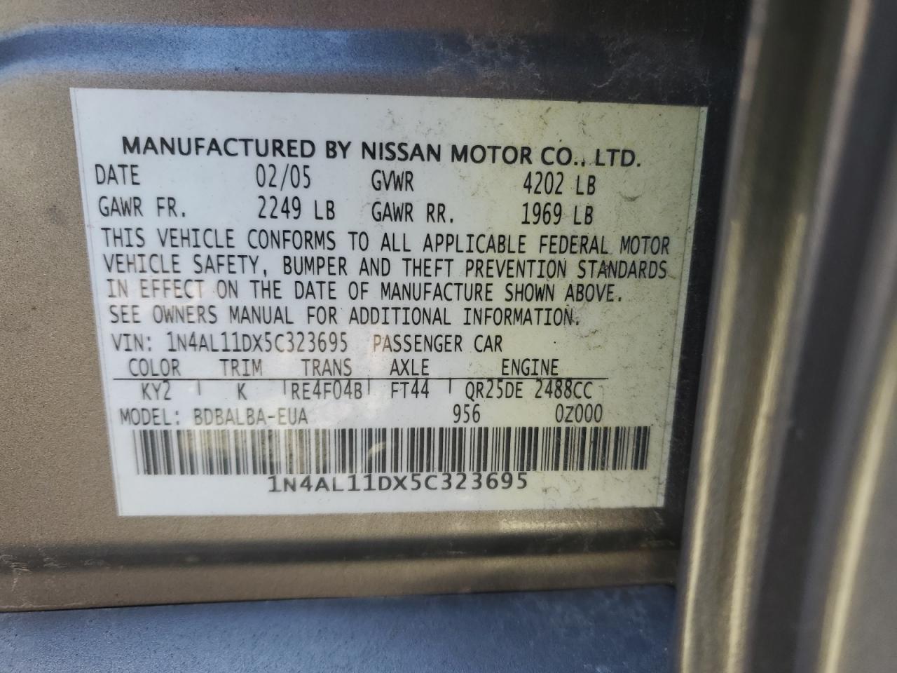 Photo 13 VIN: 1N4AL11DX5C323695 - NISSAN ALTIMA 