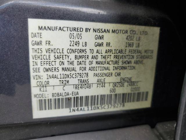 Photo 11 VIN: 1N4AL11DX5C379278 - NISSAN ALTIMA 