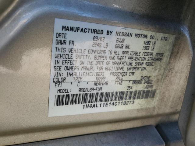 Photo 12 VIN: 1N4AL11E14C118273 - NISSAN ALTIMA BAS 