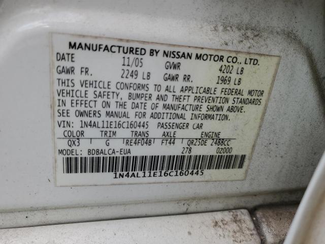 Photo 11 VIN: 1N4AL11E16C160445 - NISSAN ALTIMA S 