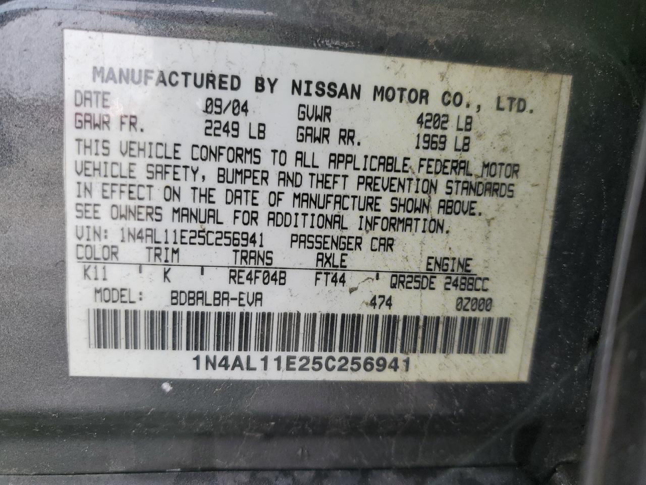 Photo 11 VIN: 1N4AL11E25C256941 - NISSAN ALTIMA 