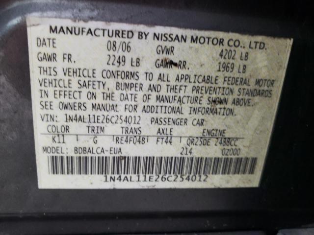 Photo 9 VIN: 1N4AL11E26C254012 - NISSAN ALTIMA S 