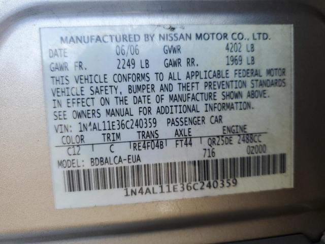 Photo 11 VIN: 1N4AL11E36C240359 - NISSAN ALTIMA 