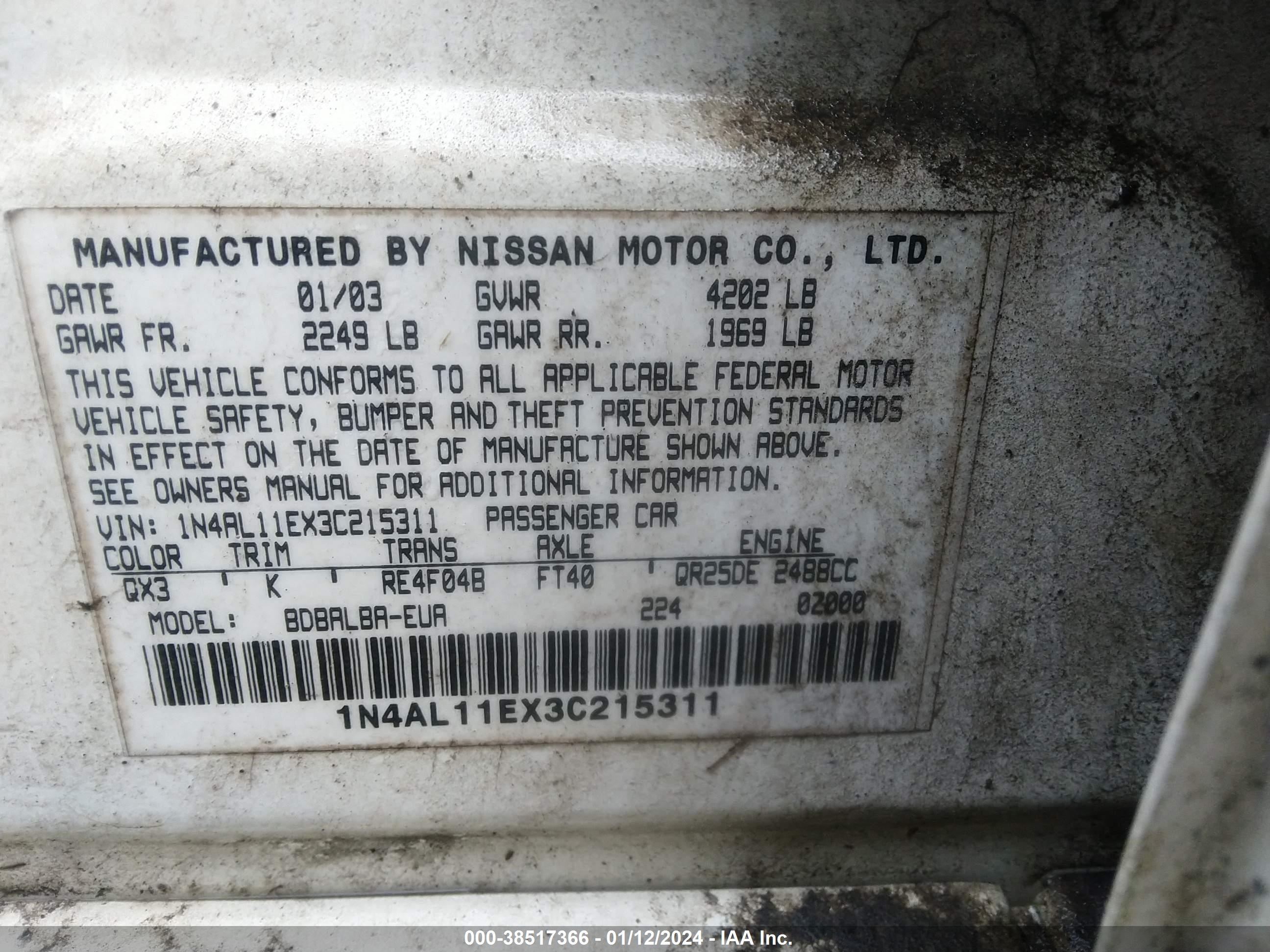 Photo 8 VIN: 1N4AL11EX3C215311 - NISSAN ALTIMA 